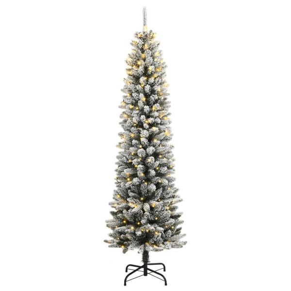Изкуствена коледна елха с 300 LED и флокиран сняг 210 см