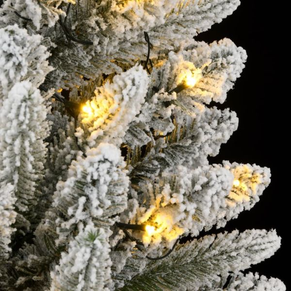 Изкуствена коледна елха с 300 LED и флокиран сняг 240 см