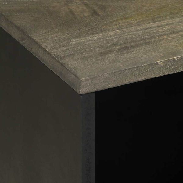 ТВ шкаф, черен, 80x33x46 см, мангово дърво масив