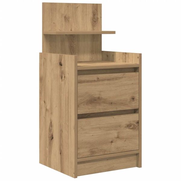 Нощни шкафчета с 2 чекмеджета 2 бр., дъб артизан 38x34x80 см