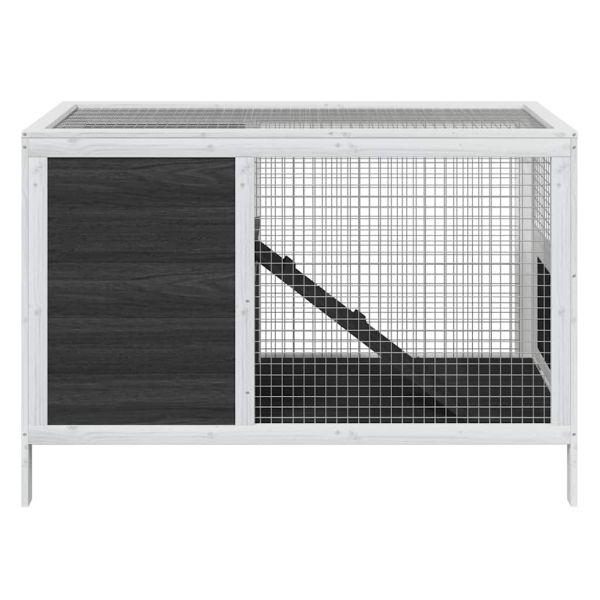 Клетка за зайци сива 103x44x69,5 см борово дърво масив