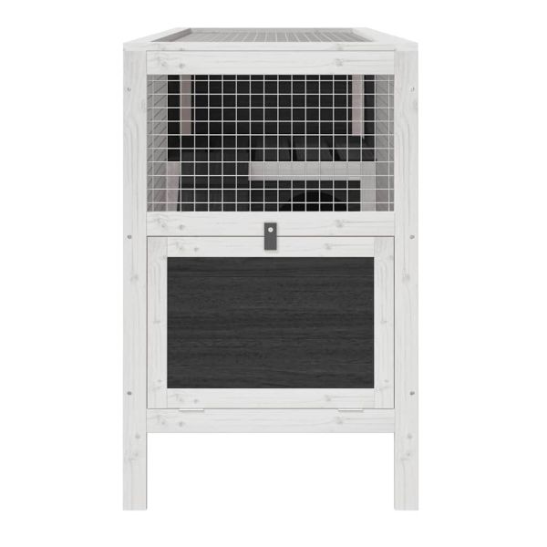 Клетка за зайци сива 103x44x69,5 см борово дърво масив