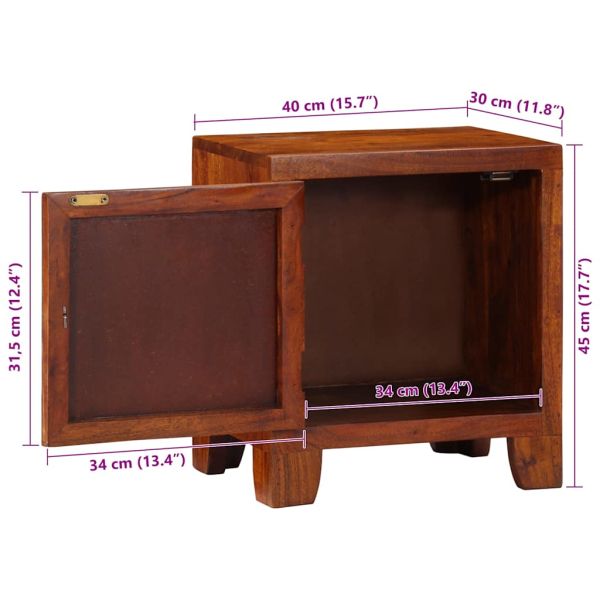 Нощно шкафче 2 бр. 40x30x45 см Масивна дървесина Акация