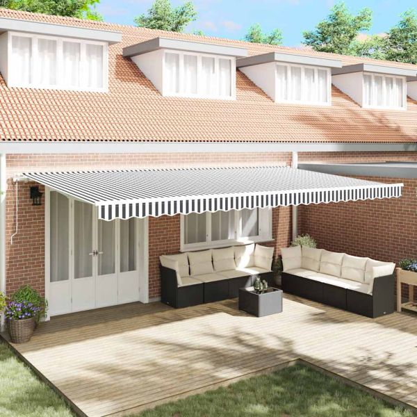 Автоматично прибираща се тента, антрацит и бял, 600x300 см