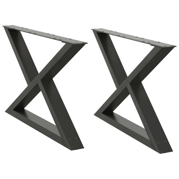 Крака за масичка за кафе, 2 бр., антрацит, 70 x (42-43,3) см, стомана