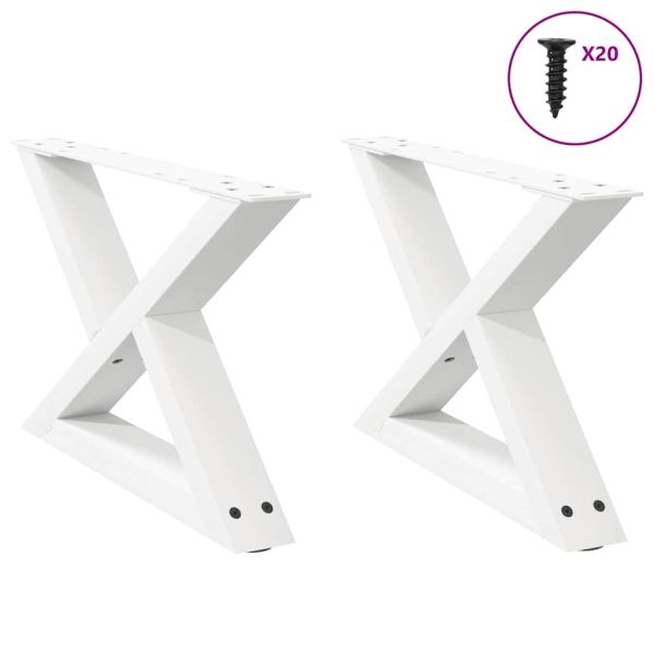 Крака за масичка за кафе, 2 бр., бели, 50 x (30-31,3) см, стомана