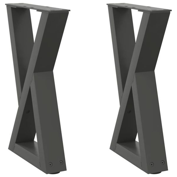 Крака за масичка за кафе, 2 бр., антрацит, 38 x (42-43,3) см, стомана