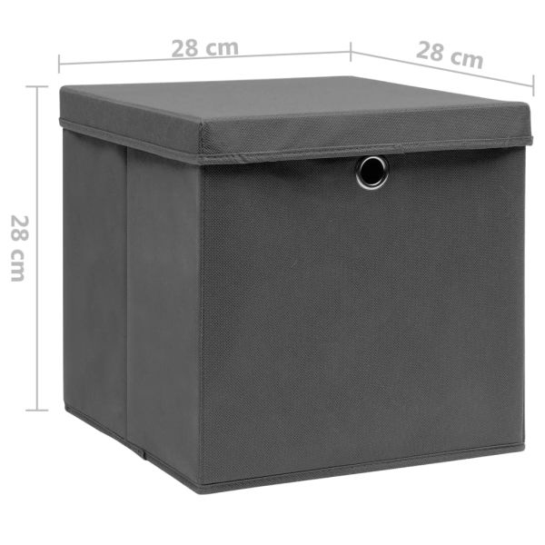 Кутии за съхранение с капаци 4 бр 28x28x28 см сиви