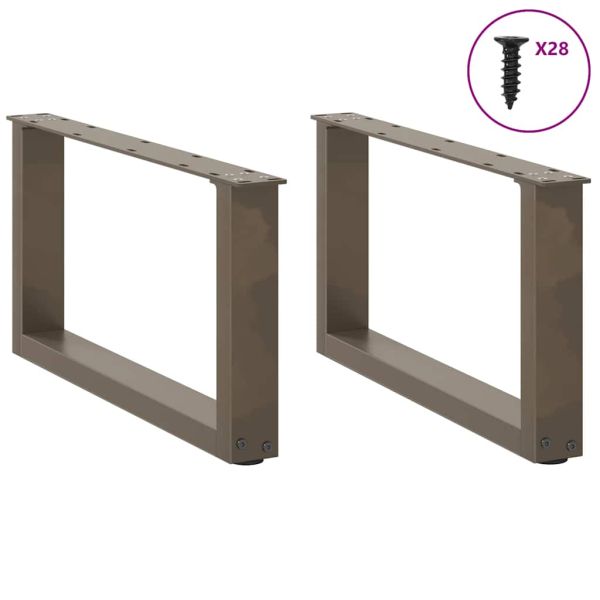 Крака за масичка за кафе, U-образни, 2 бр., естествена стомана, 70 x (30-31) см, стомана