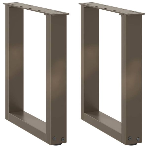 Крака за масичка за кафе, U-образни, 2 бр., естествена стомана, 28 x (42-43) см, стомана