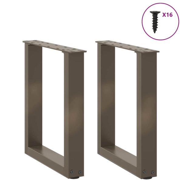 Крака за масичка за кафе, U-образни, 2 бр., естествена стомана, 28 x (42-43) см, стомана