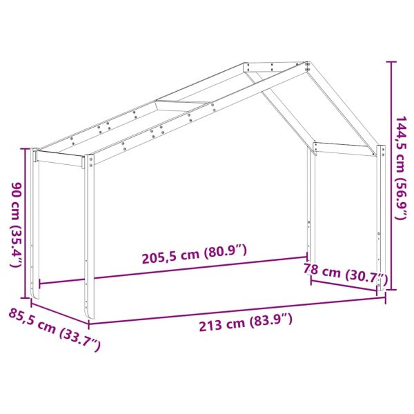 Покрив за детско легло, 213x85,5x144,5 см, бор масив