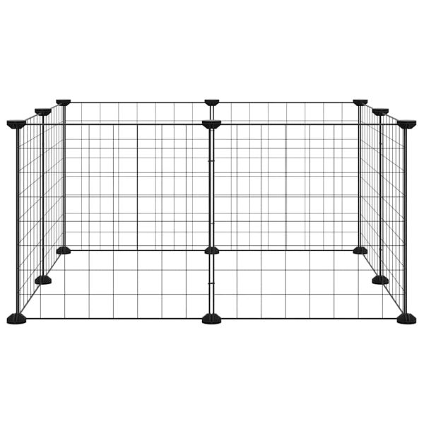 8-панелен кът за домашни любимци, черен, 70x70x35 см, стомана