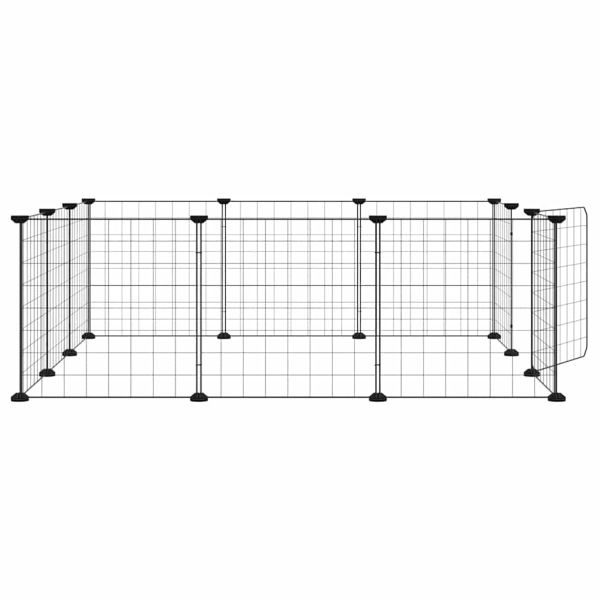 Клетка за домашни любимци с 12 панела и врата, черна, 105x105x35 см, стомана