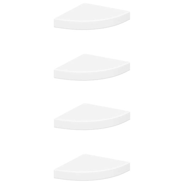Окачени ъглови рафтове, 4 бр, бели, 25x25x3,8 см, МДФ