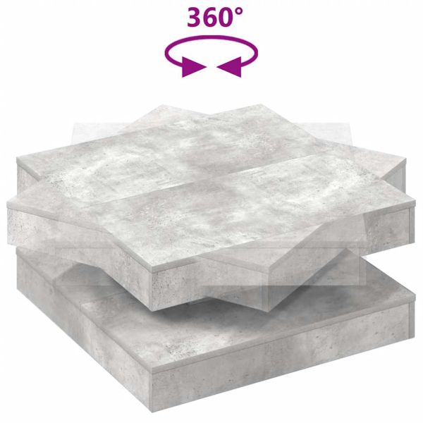 Холна маса, въртяща се на 360 градуса, бетонно сива, 70x70x34,5 см