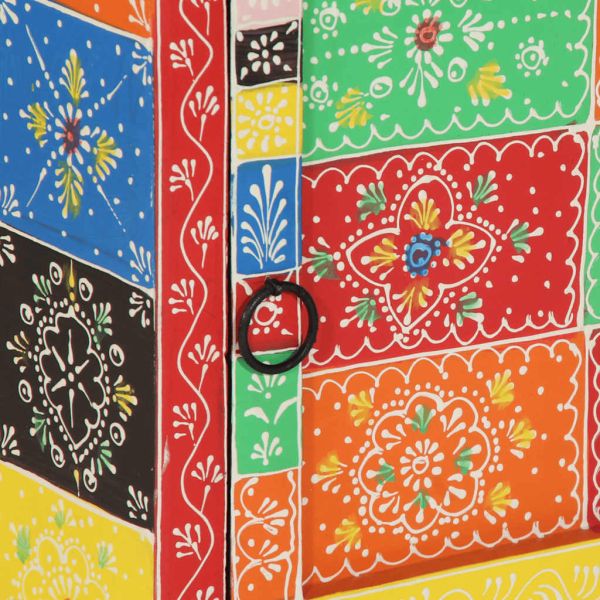Нощно шкафче, 2 бр., многоцветно, 40x35x45 см, масивно дърво, цвят манго