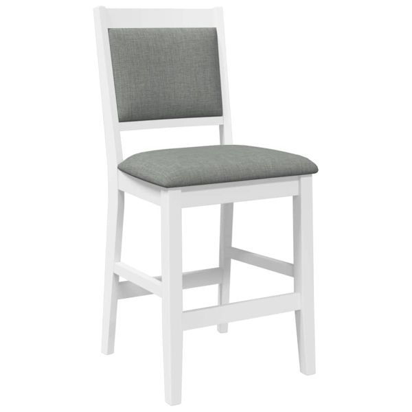 Бар столове с възглавници, 2 бр., бели, масивно дърво, гума