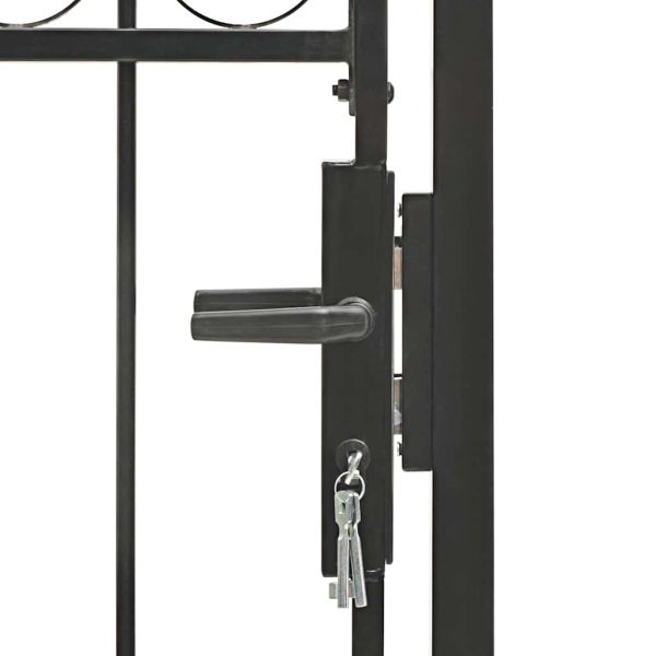 Портална ограда ASSEN с арковиден връх, стомана, 102x175 см, черна