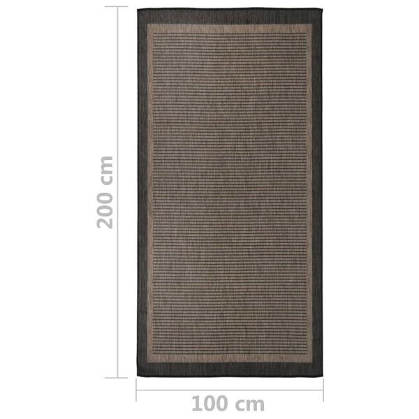 Градински плоскотъкан килим, 100x200 см, тъмнокафяв