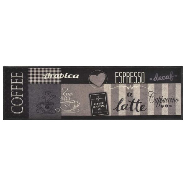 Кухненско килимче, миещо, Coffee, черно, 45x150 см, кадифе