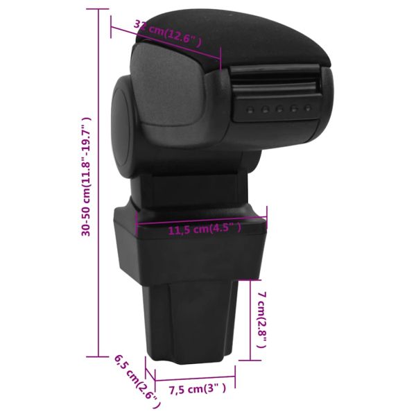 Подлакътник за кола черен 11,5x32x(30-50) см ABS