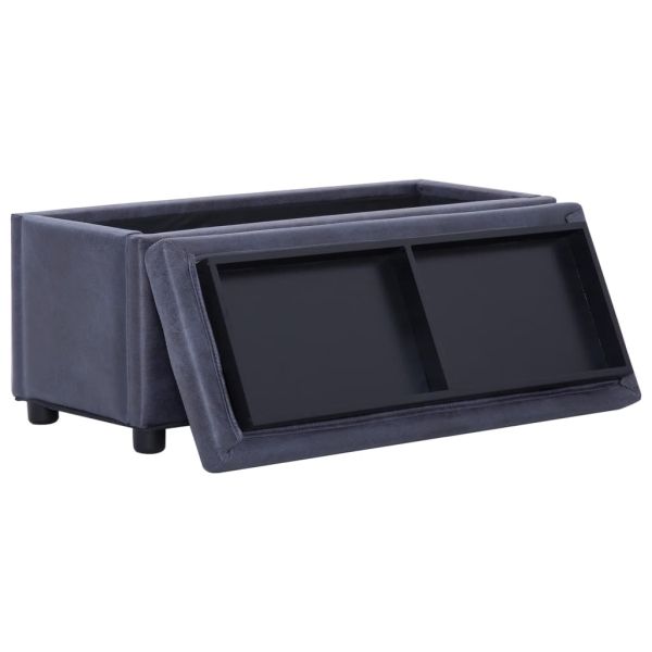 281376 Storage Ottoman 87,5 cm Grey Faux Suede Leather