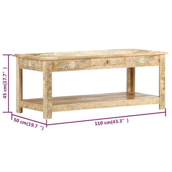 Маса за кафе, 110x50x45 см, ръчно рисувана, мангово дърво масив