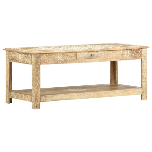 Маса за кафе, 110x50x45 см, ръчно рисувана, мангово дърво масив
