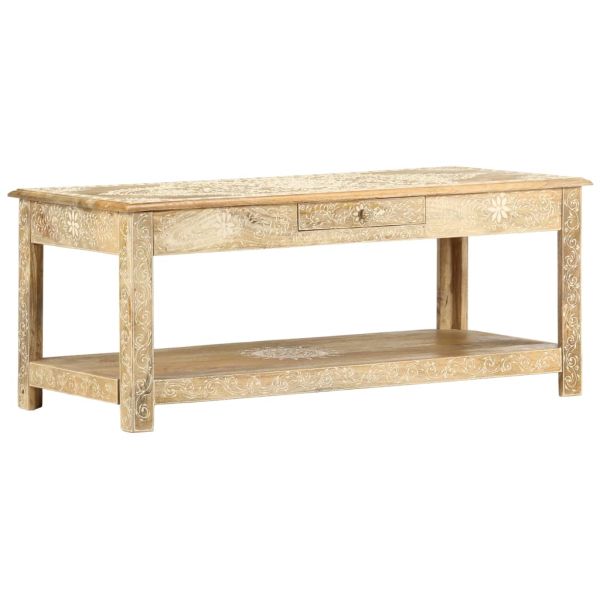 Маса за кафе, 110x50x45 см, ръчно рисувана, мангово дърво масив