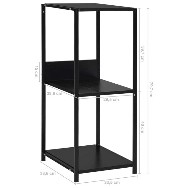 Малка етажерка за книги черна 33,5x39,6x79,7 см инженерно дърво