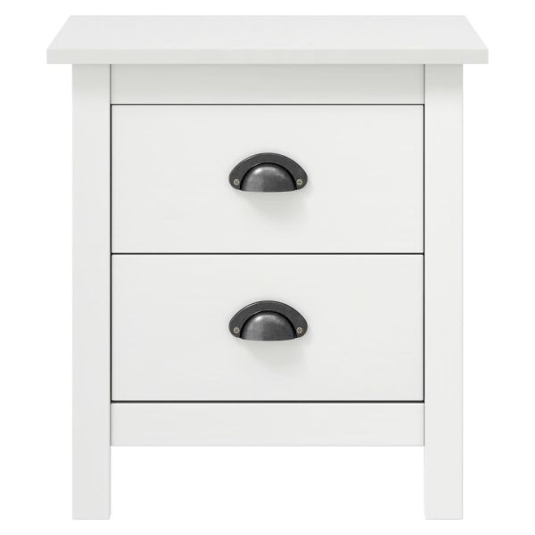 Нощни шкафчета Hill 2 бр бели 46x35x49,5 см борово дърво масив