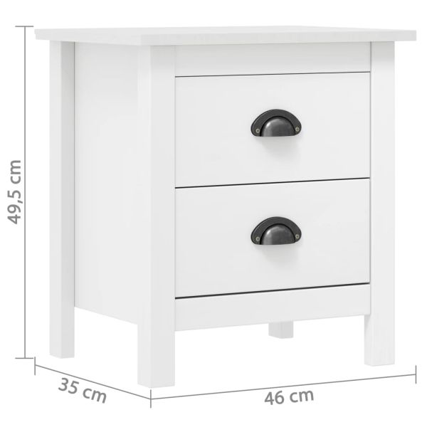 Нощни шкафчета Hill 2 бр бели 46x35x49,5 см борово дърво масив