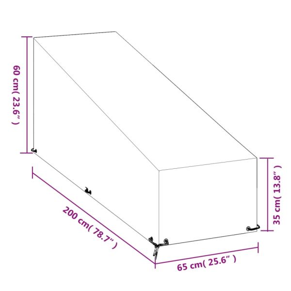 Покривало за шезлонг 12 капси 200x65x35/60 см полиетилен
