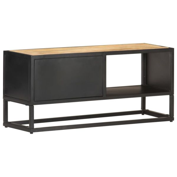 TV шкаф с резбована врата, 90x30x40 см, грубо мангово дърво