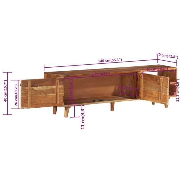 ТВ шкаф масивно дърво акация с меден шишам 140x30x40 см