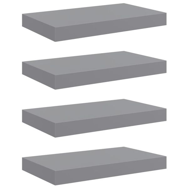 Окачени стенни рафтове, 4 бр, сиви, 40x23,5x3,8 см, МДФ