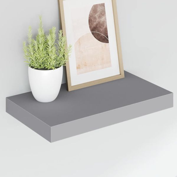 Окачени стенни рафтове, 4 бр, сиви, 40x23,5x3,8 см, МДФ