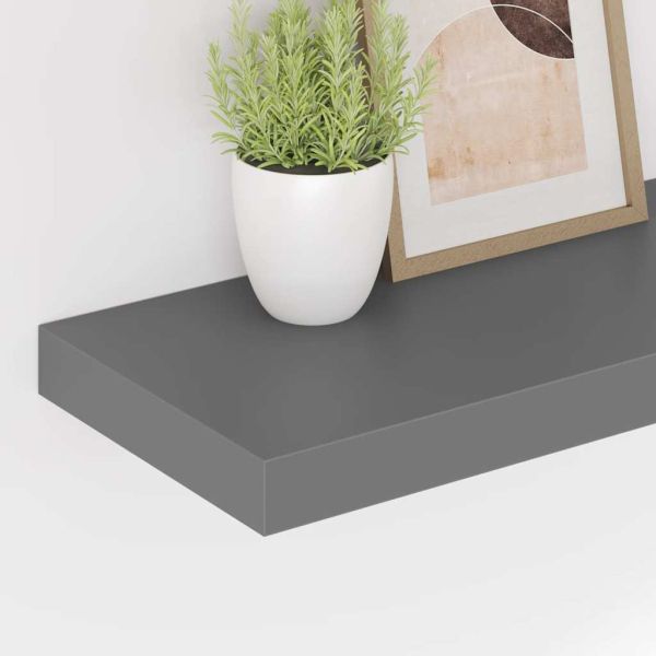 Окачени стенни рафтове, 4 бр, сив гланц, 60x23,5x3,8 см, МДФ