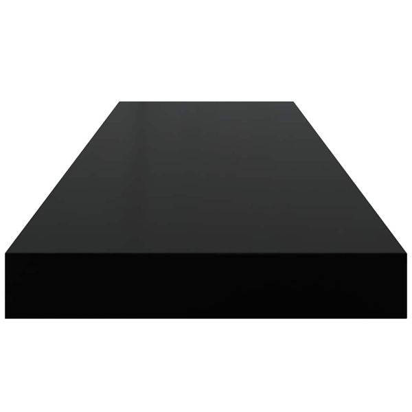 Окачени стенни рафтове, 2 бр, черен гланц, 80x23,5x3,8 см, МДФ