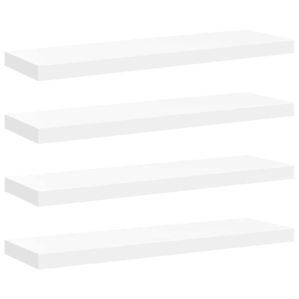 Окачени стенни рафтове, 4 бр, бели, 80x23,5x3,8 см, МДФ