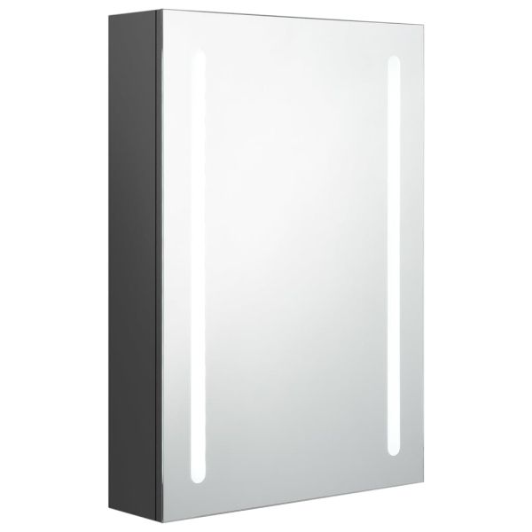 LED шкаф с огледало за баня, сив, 50x13x70 см