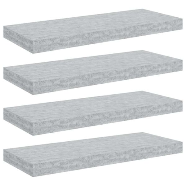 Окачени стенни рафтове, 4 бр, бетонно сиви, 60x23,5x3,8 см, МДФ