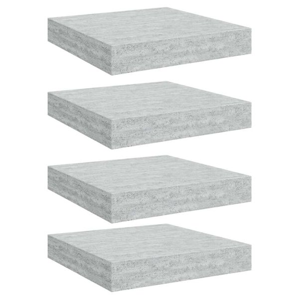 Окачени стенни рафтове, 4 бр, бетонно сиви, 23x23,5x3,8 см, МДФ