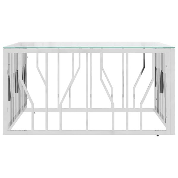 Маса за кафе 80x80x40 cм неръждаема стомана и стъкло