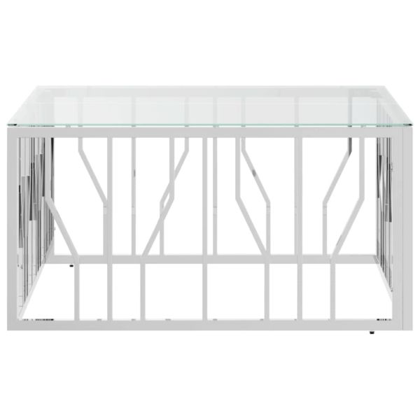 Маса за кафе 80x80x40 cм неръждаема стомана и стъкло