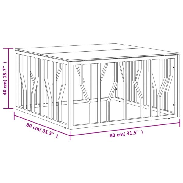 Маса за кафе 80x80x40 cм неръждаема стомана и стъкло