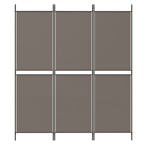Параван за стая, 3 панела, антрацит, 150x200 cм, текстил
