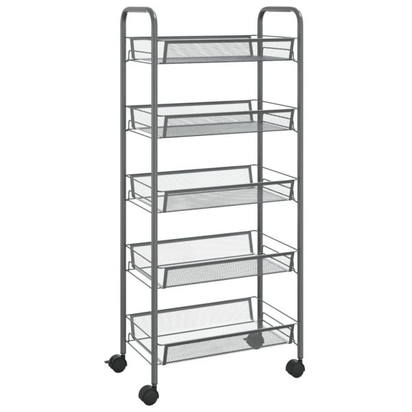Кухненска количка на 5 нива, сива, 46x26x105 см, желязо