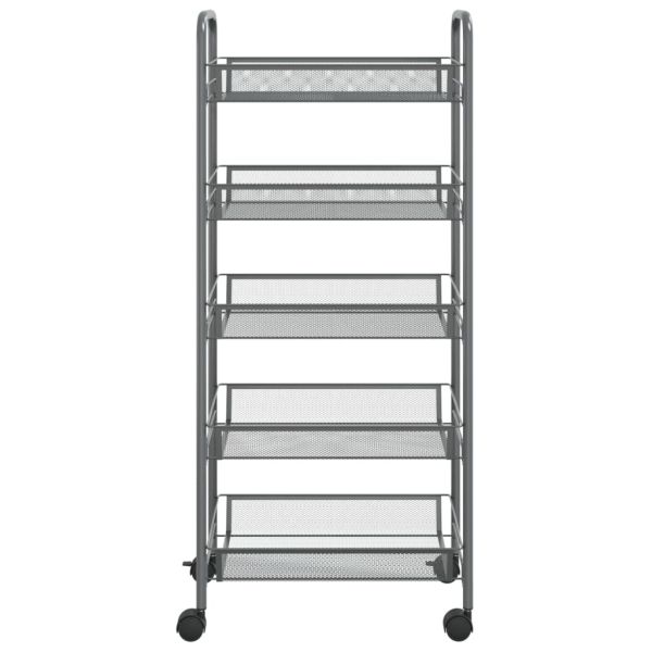 Кухненска количка на 5 нива, сива, 46x26x105 см, желязо